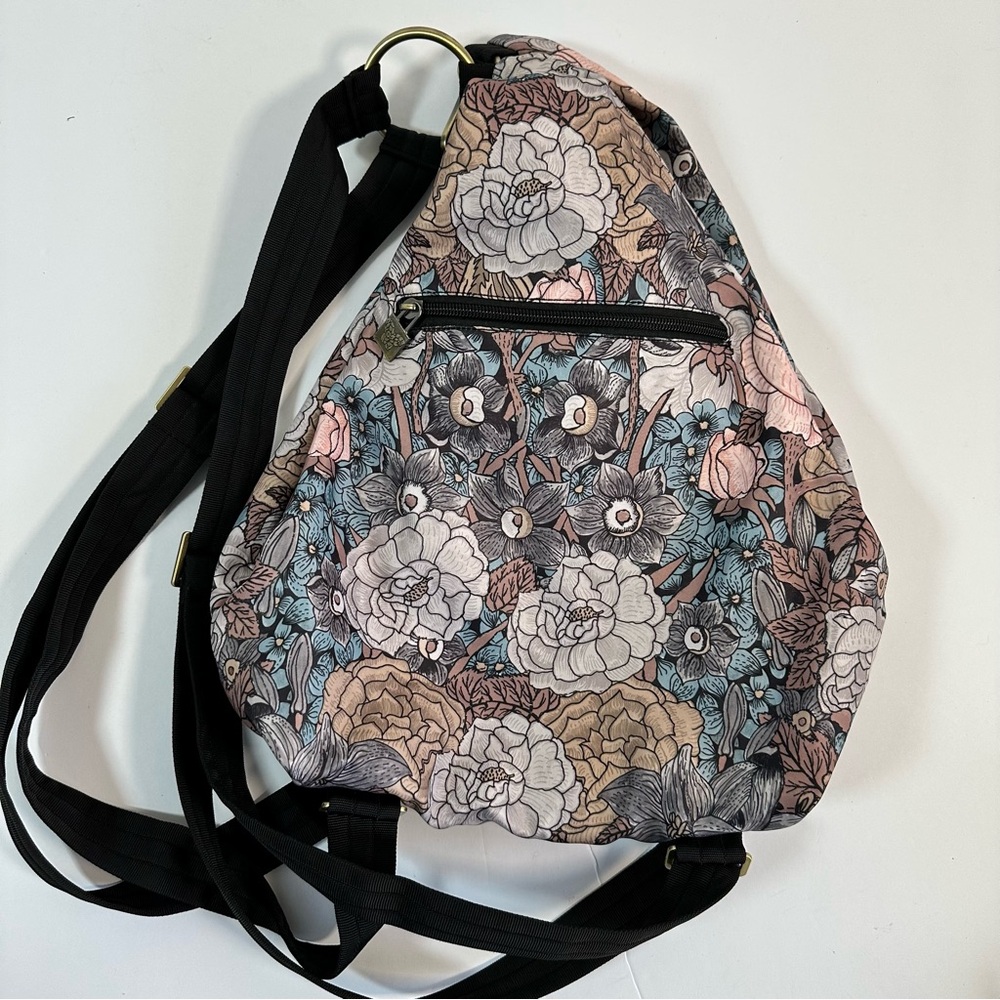 Butterfly Black Sling Backpack Floral Print Triangle Bag Adjustable‎ Strap Boho - Picture 3 of 9